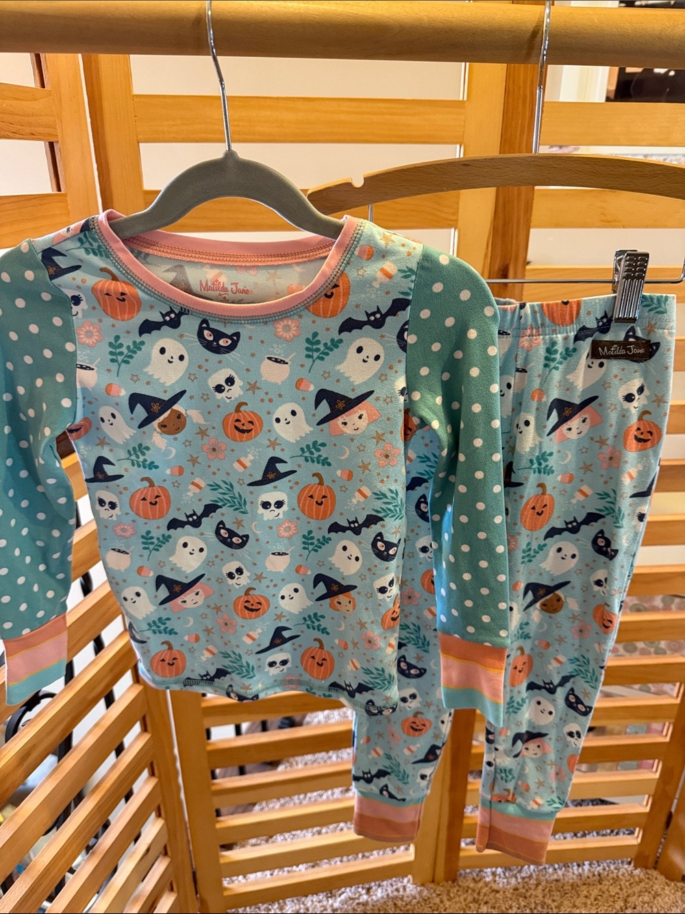 Matilda Jane Light Blue Halloween Print Kids Pajama Set